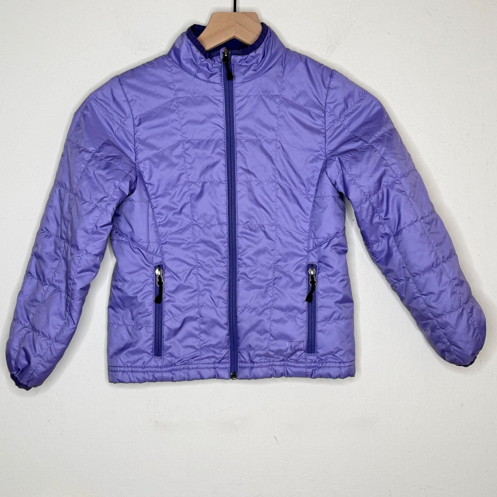 REI Girls S 8 Purple Quilted Puffer Jacket Polyester Full Zip Gorpcore Outdoor